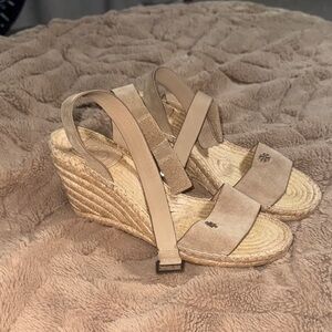Tory Burch Tan Espadrille Wedges